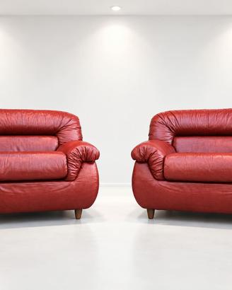Poltrone in simil pelle rosse space Age anni '80