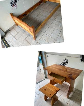 Letto+ scrivania in legno massello Dolomite
