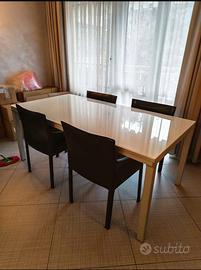 tavolo in vetro satinato allungabile