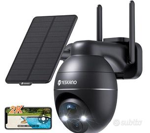 YESKANO Telecamera Wi-Fi Esterno 2K Senza Fili Con