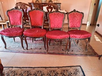 4 sedie del xviii secolo, 1700, rosso -porpora.