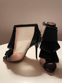 Scarpe décolleté in pelle con fiocchi di raso