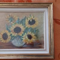 Quadro Dipinto Olio "Girasoli" Elena Maschio 1982