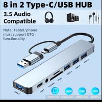 Docking station hub 8 in 1 usb sd telefono tablet