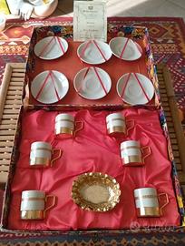 Servizio Da Caffe Porcellana Acciaio oro zecchino