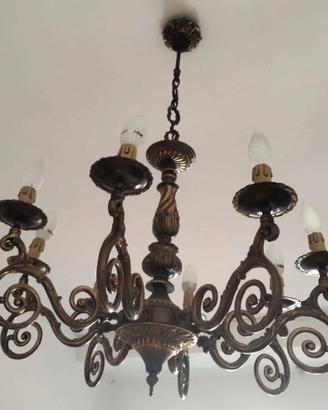 Lampadario a sei luci in bronzo
