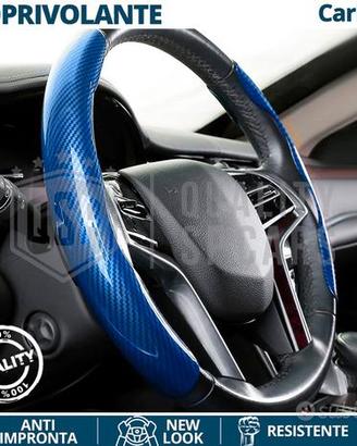 COPRIVOLANTE Auto Sportivo in FIBRA CARBONIO Blu
