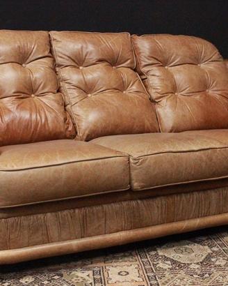 Divano 3 posti bergere Chesterfield in pelle