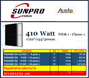 Pannello  Fotovoltaico  410W Silver Frame