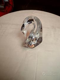 Scultura di cigno in cristallo stilizzato di Daum