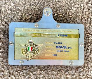 Supporto staffa targa oro FMI vespa