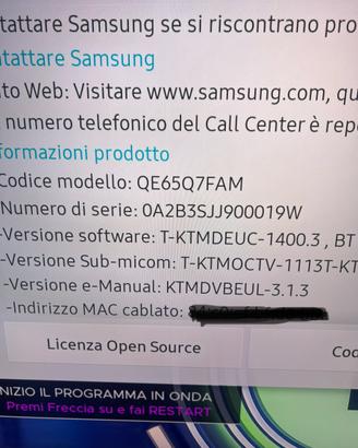 Smart tv samsung qled 65 pollici