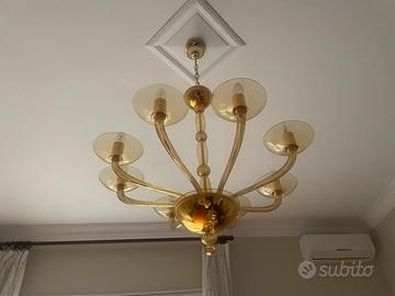 Lampadario murano color ambra