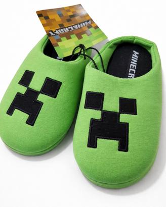 Pantofole Minecraft Creeper verdi bambino
