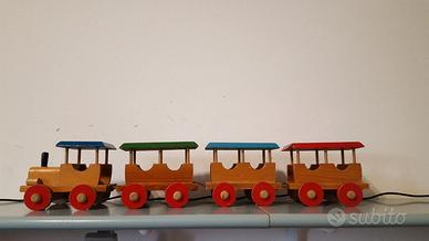 Trenino legno vintage anni 80 giocattolo arredo .