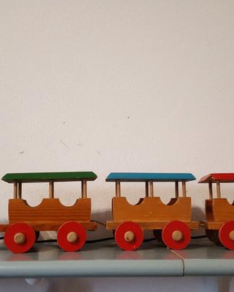 Trenino legno vintage anni 80 giocattolo arredo .