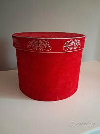 Scatola panettone vintage in velluto rosso