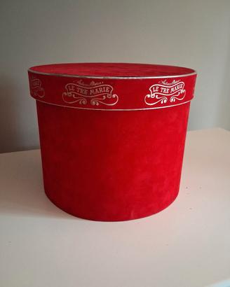 Scatola panettone vintage in velluto rosso