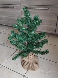 Albero di Natale con Palline, Luci e Base in juta