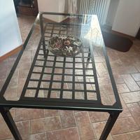 Tavolo in ferro piano in vetro + 6 sedie