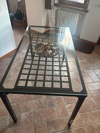 Tavolo in ferro piano in vetro + 6 sedie