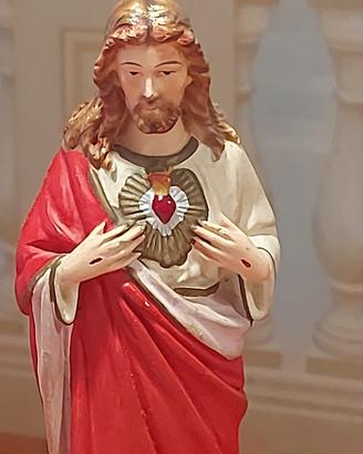 Statua Sacro Cuore di Gesù Vintage - Antica  ceram