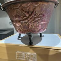 Paiolo in rame decorato vintage uso decorativo