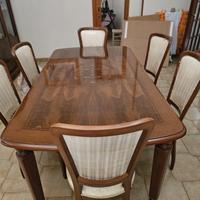 Tavolo classico anni ’70 in legno intarsiato 180x1