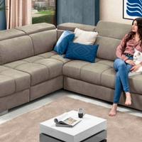 Divano letto angolare con pouf contenit.+relax