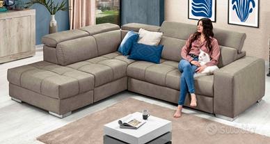 Divano letto angolare con pouf contenit.+relax