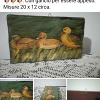 Quadretto in legno raffigurante 3 Anatre 