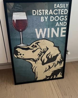 Stampa cane/vino con o senza cornice