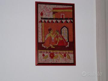 Batik originale India ovest incorniciato in legno
