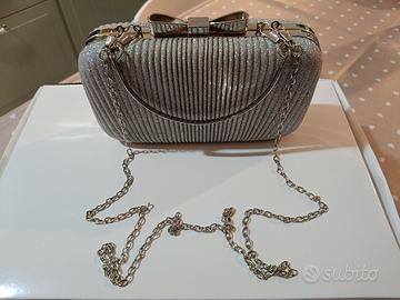 Borsa da sera/pochette elegante argento con glitte