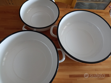 3 pentole Bassano in smalto porcellanato