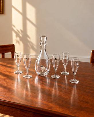 Raffinato set da champagne in cristallo e argento