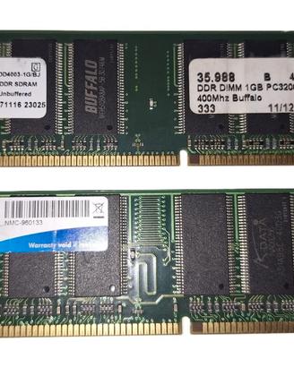 RAM DDR1 2Gb (2x1Gb) UDIMM 400Mhz Buffalo e Adata