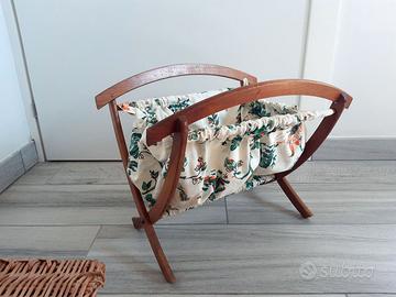 Cestino da lavoro porta cucito o riviste vintage