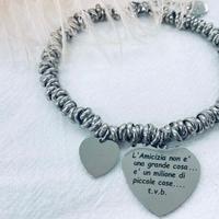 bracciale in acciaio con cuore e dedica 