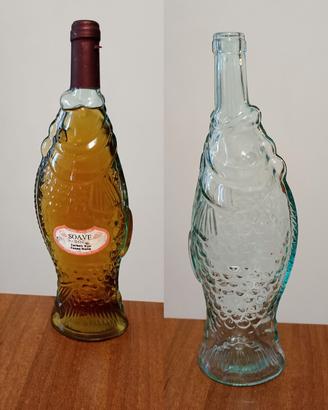 due bottiglie vintage a forma di pesce 