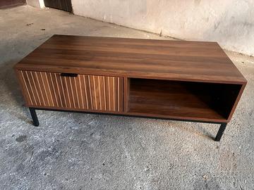 Tavolino cannettato noce