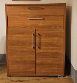 Armadio legno marrone 2 ante e 2 cassetti