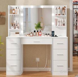 Grande Scrivania Da Trucco con specchio luce led