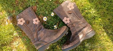 stivali in vera  pelle fiori. tg 34