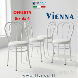 SET 4 Sedie modello Vienna bianco sedile Imbottito