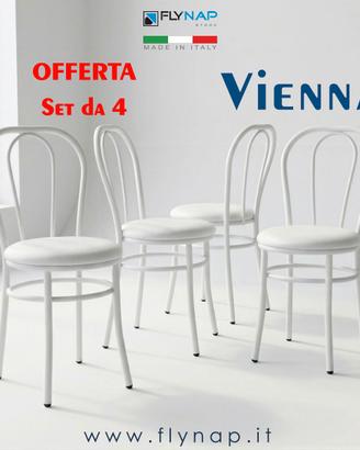 SET 4 Sedie modello Vienna bianco sedile Imbottito