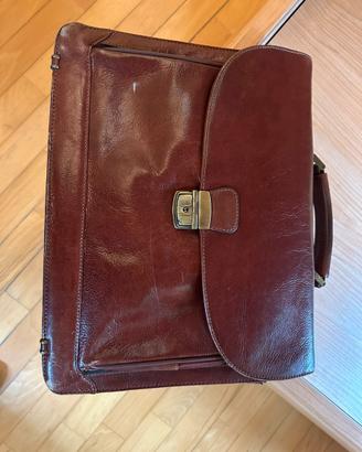 Borsa Lavoro Cartella Vera Pelle Vintage Orna