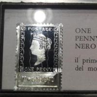 One penny black in lamina d'argento