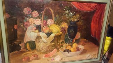 Natura Morta con Cesto di Frutta, Fiori e Vaso 