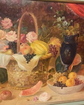 Natura Morta con Cesto di Frutta, Fiori e Vaso 